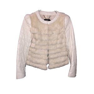 Genuine Rabbit Fur Leather Down Coat